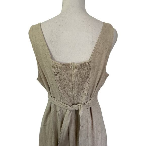 Petal & Pup Archer Linen Blend Midi Dress Size XL Oatmeal Neutral Coastal NWT - Picture 4 of 7